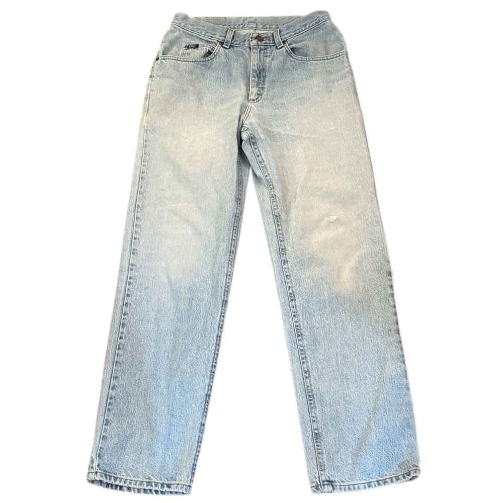 VTG 80s/90s Lee Straight Leg Jeans High Rise Faded Distressed Light Blue 32x31